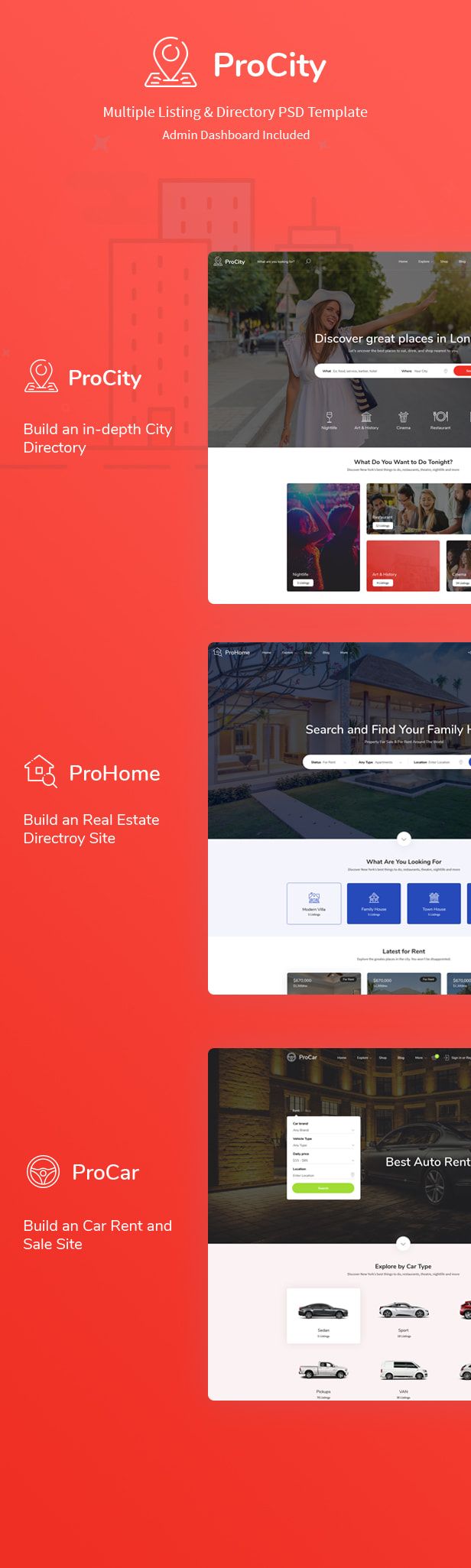 Procity - Multiple Listing & Directory PSD Template - 1