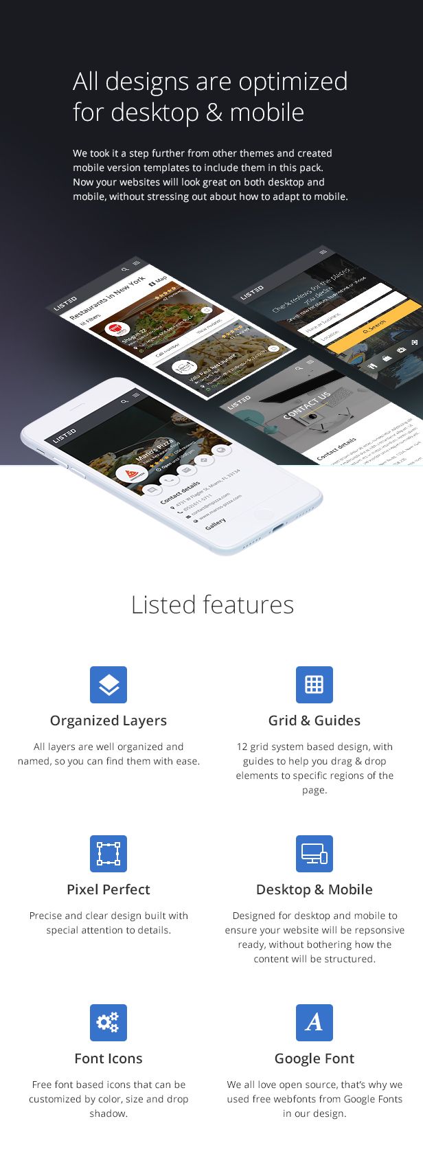 Listed - Directory Listing PSD Template
