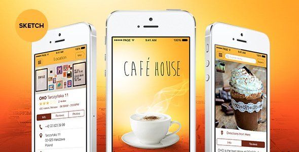 Cafe House - App Sketch Template  Food &amp; Goods Delivery Design 