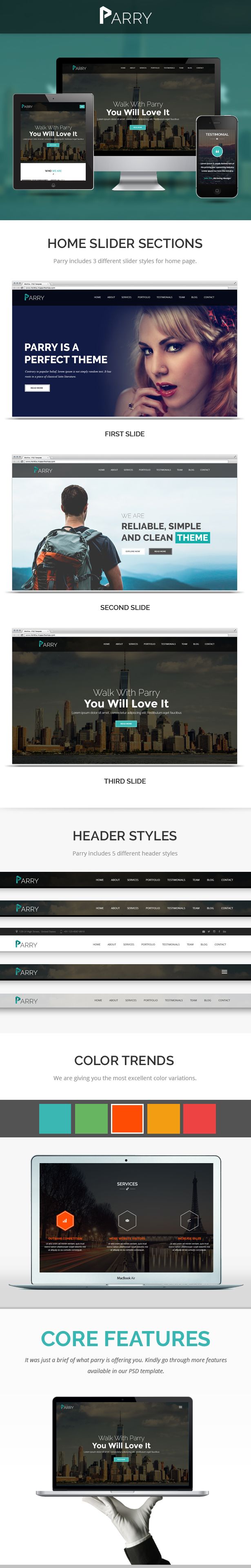 Parry - One Page Premium PSD Template - 1