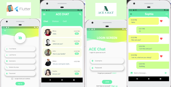 ACE CHAT UI FLUTTER Flutter Chat &amp; Messaging Mobile App template