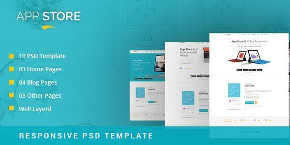 APP STORE - App Landing Page PSD Template  Ecommerce Design App template