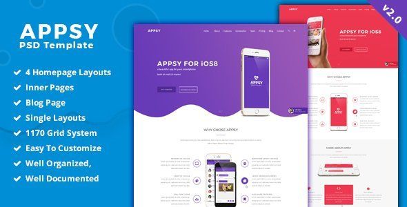 APPSY - App Landing Page PSD Template   Design 