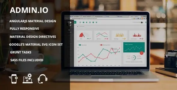 Admin.io - Responsive Material Design Dashboard   Design Dashboard