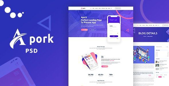 Apork - Product Landing PSD Template   Design App template