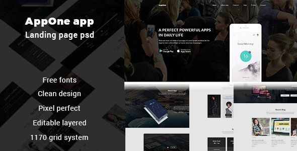 AppOne app Landing page PSD Template  Ecommerce Design App template