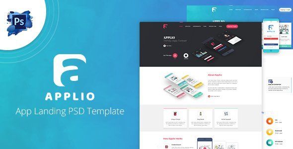 Applio - App Landing PSD Template  Ecommerce Design App template
