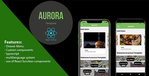 Aurora Restaurant | React Native Template React native Food &amp; Goods Delivery Mobile App template