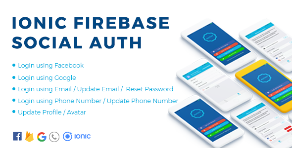 Authy - Ionic Firebase Social Authentication Full App Ionic Ecommerce Mobile App template