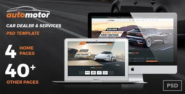 AutoMotor | Car Dealer & Services PSD Template   Design 