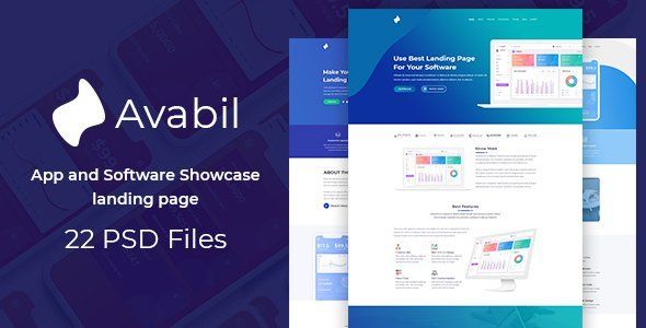 Avabil - App and Software Showcase landing page   Design App template