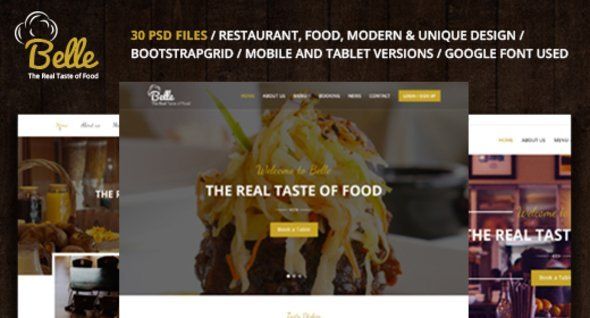 Belle - Food & Restaurant PSD Template  Food &amp; Goods Delivery Design 