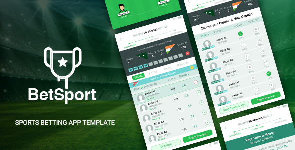 BetSport - Online Fantasy Sports Betting App Template - IONIC 5 Ionic Game Mobile App template