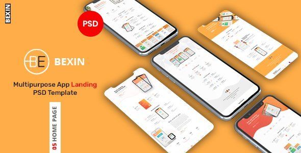 Bexin - App Landing PSD Template   Design App template