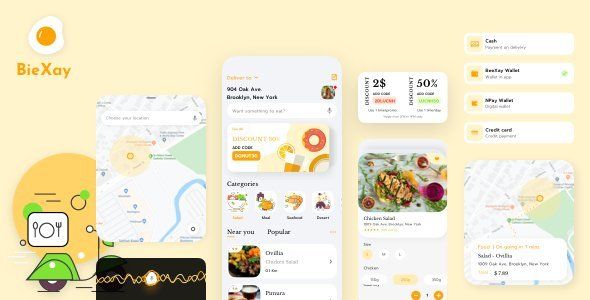 BieXay - Food and Delivery App  Food &amp; Goods Delivery Design Uikit
