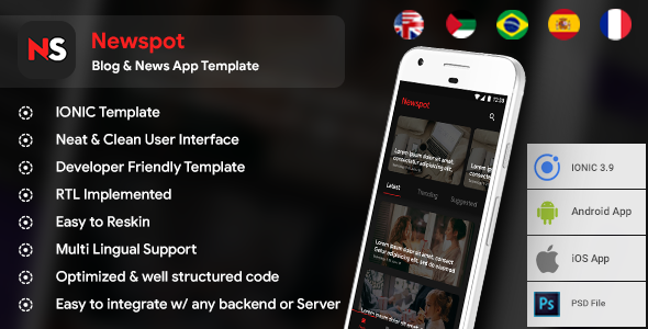 Blog & News Android App + Blog iOS App Template | HTML + Css IONIC 3 | NewSpot Ionic News &amp; Blogging Mobile App template