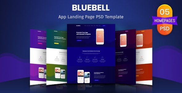 Bluebell - App Landing Page PSD Template  Ecommerce Design App template