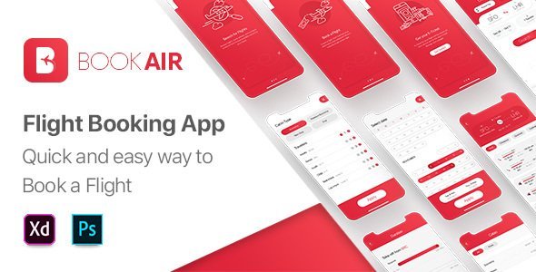 BookAir – Adobe XD UI Kit for Mobile App  Travel Booking &amp; Rent Design Uikit
