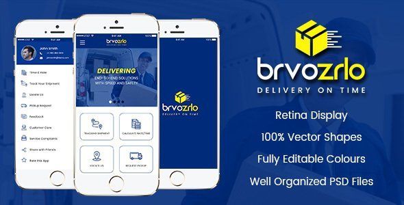 Brvozrlo Mobile App PSD  Food &amp; Goods Delivery Design 
