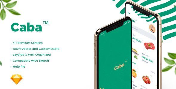 Caba - Grocery Mobile App UI Kit  Ecommerce Design Uikit