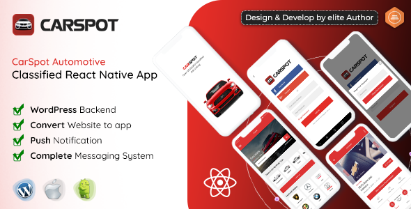 CarSpot – Dealership Classified React Native App React native  Mobile App template