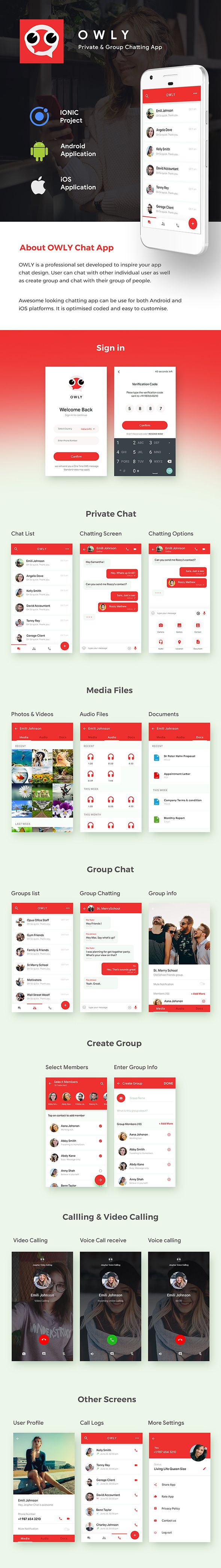Chatting Android App Template + Chatting iOS App template (HMTL + CSS) IONIC 3 | OWLY - 2