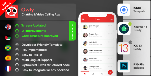 Chatting Android App Template + Chatting iOS App Template| Chatting App Template| IONIC 3 | OWLY Ionic Chat &amp; Messaging Mobile App template