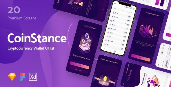 CoinStance - Mobile Cryptocurrency Wallet  Finance &amp; Banking Design Uikit
