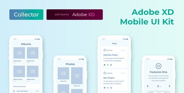 Collector – Mobile Wireframe UI Kit for AdobeXD   Design Uikit