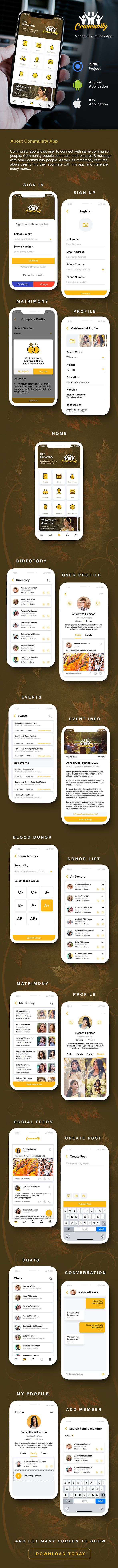Modern Community Android App Template + Community iOS App Template (HMTL + Css) IONIC 5 - 3