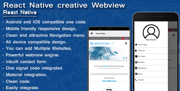 Creative webview | Web2app converter | React Native React native  Mobile App template