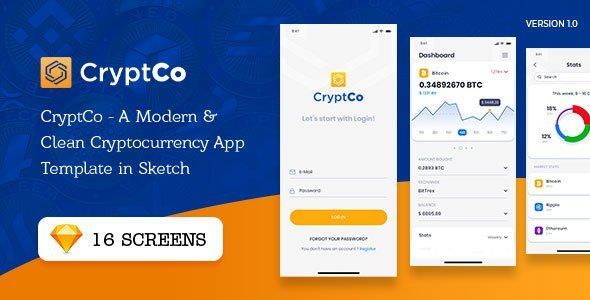 CryptCo - A Modern & Clean Cryptocurrency App Template in Sketch  Crypto &amp; Blockchain Design Uikit