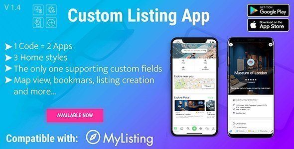 Custom Listing App - Android and iOS Ionic 4 directory mobile app compatible with MyListing Theme React native  Mobile App template