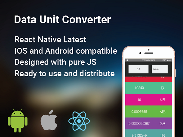 Data Unit Converter - React Native App React native  Mobile App template
