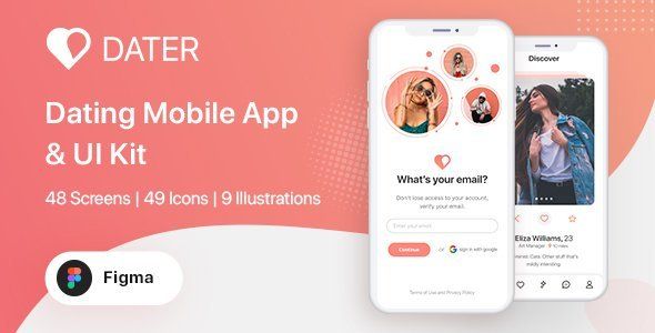 Dater - Figma Dating UI Kit For Mobile App  Social &amp; Dating Design Uikit