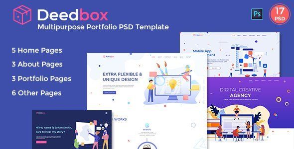 Deedbox - Multipurpose Portfolio PSD Template  Multipurpose Design App template