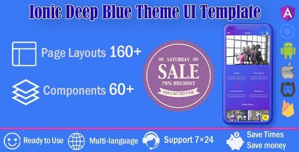 Deep Blue /Ionic 4 / Angular 8 UI Theme / Template App | Starter App Ionic Ecommerce Mobile Boilerplate