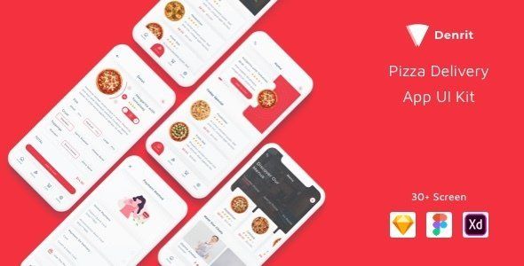 Denrit - Pizza Delivery App UI Kit  Food &amp; Goods Delivery Design Uikit