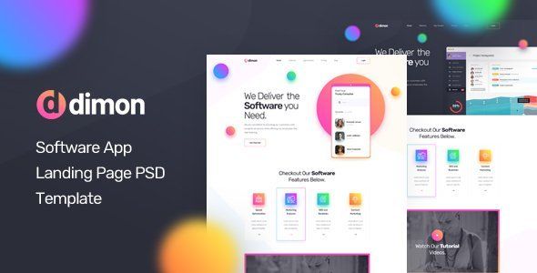 Dimon - Software App Landing Page PSD Template   Design 
