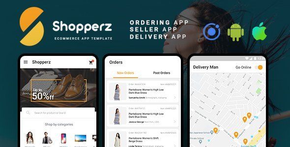 Ecommerce Android App Template + Ecommerce iOS App Template| 3 Apps| IONIC 3| Shopperz Ionic Ecommerce Mobile App template
