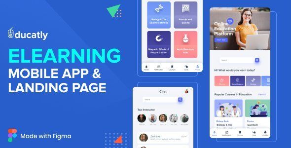 Educatly | Online Education And Learning Mobile App Figma Template  Books, Courses &amp; Learning Design App template