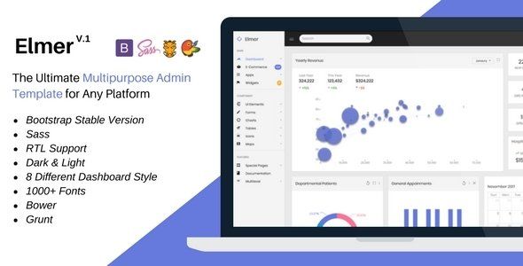 Elmer - Multipurpose Bootstrap Admin Dashboard Template + UI Kit   Design Dashboard