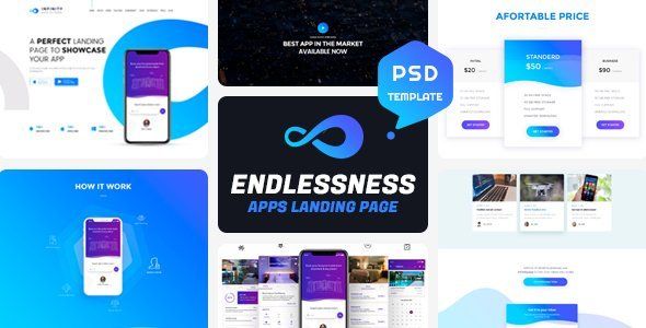 Endlessness - App Showcasing Psd Template  Ecommerce Design App template