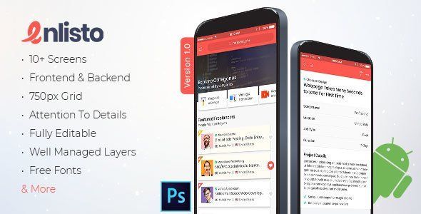 Enlisto - Mobile App PSD Template   Design 