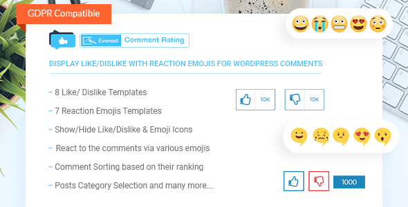 Everest Comment Rating - Display Like/Dislike With Reaction Emojis For WordPress Comments React native  Mobile App template