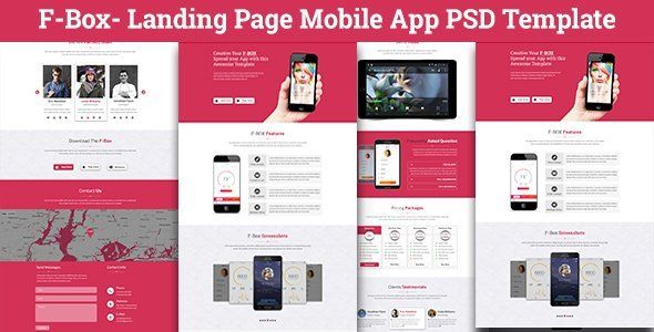 F-Box Landing Page Mobile App PSD Template   Design App template