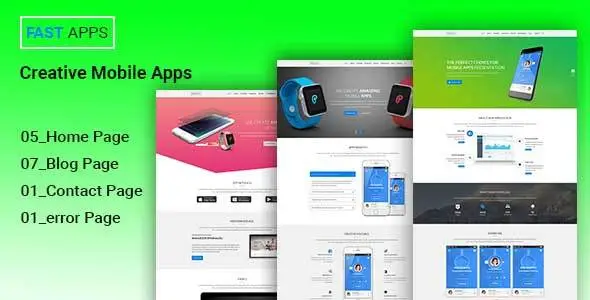 FASTAPPS Creative Mobile Apps PSD Template  Ecommerce Design App template