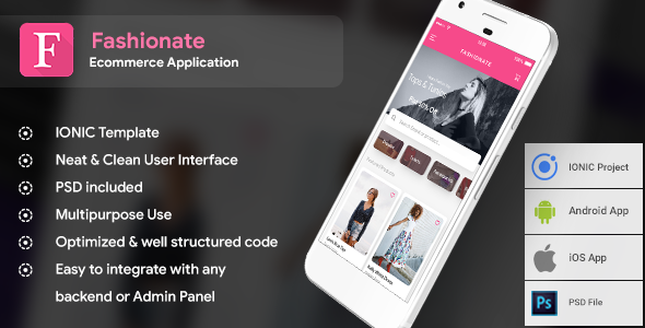 Fashion Ecommerce Android App+ Ecommerce iOS Template (HTML + CSS IONIC Framework)| Fashionate Ionic Ecommerce Mobile App template
