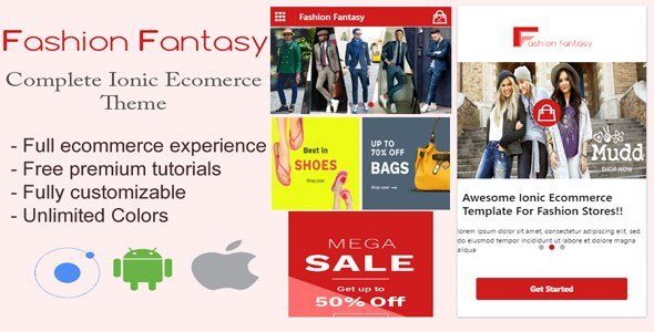 Fashion Fantasy - Ionic E-Commerce Template Ionic Ecommerce Mobile App template