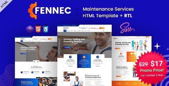 Fennec - Repair & Maintenance Services HTML Template   Design 